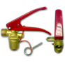 Valve for CO2 fire ext. (with ear) pushing handle (conic thread W27,8,  output size M22*1,5)